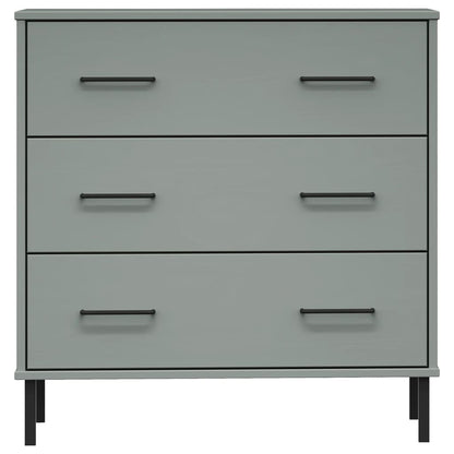 Sideboard with 3 Drawers Grey 77x40x79.5 cm Solid Wood OSLO