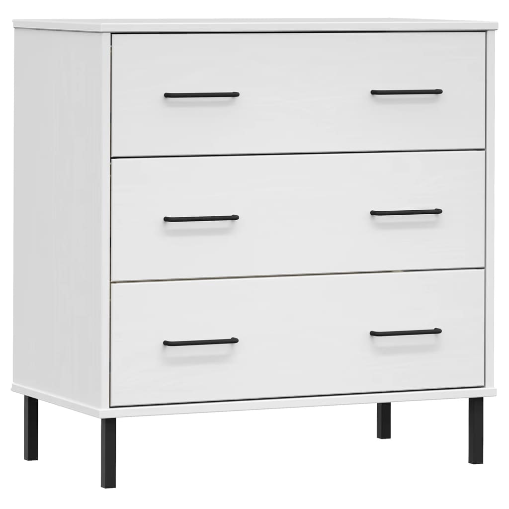 Sideboard with 3 Drawers White 77x40x79.5 cm Solid Wood OSLO