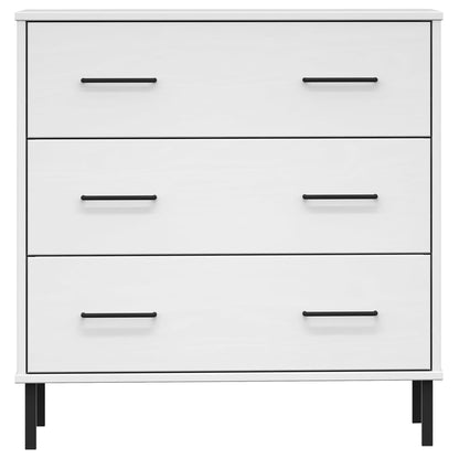 Sideboard with 3 Drawers White 77x40x79.5 cm Solid Wood OSLO