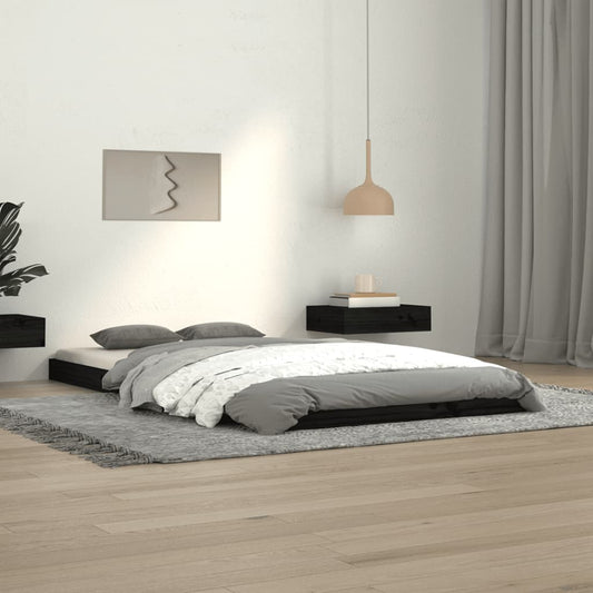 Bed Frame Black 100x200 cm Solid Wood Pine