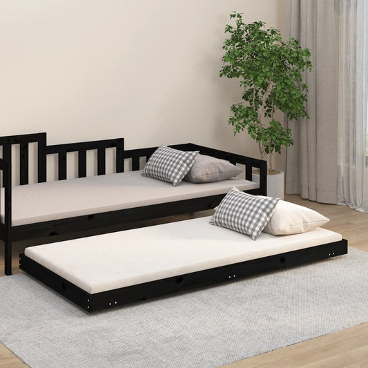 Bed Frame Black 75x190 cm Small Single Solid Wood Pine