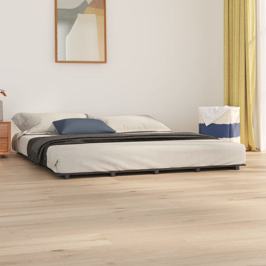 Bed Frame Grey 200x200 cm Solid Wood Pine
