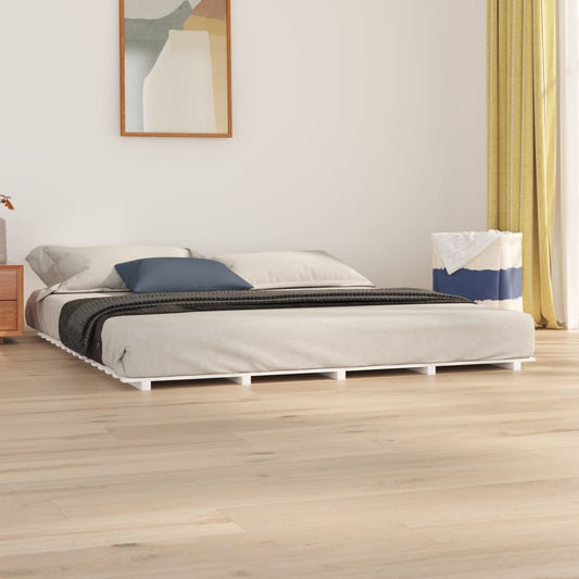 Bed Frame White 180x200 cm Super King Solid Wood Pine