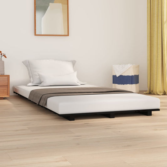 Bed Frame Black 90x190 cm Single Solid Wood Pine