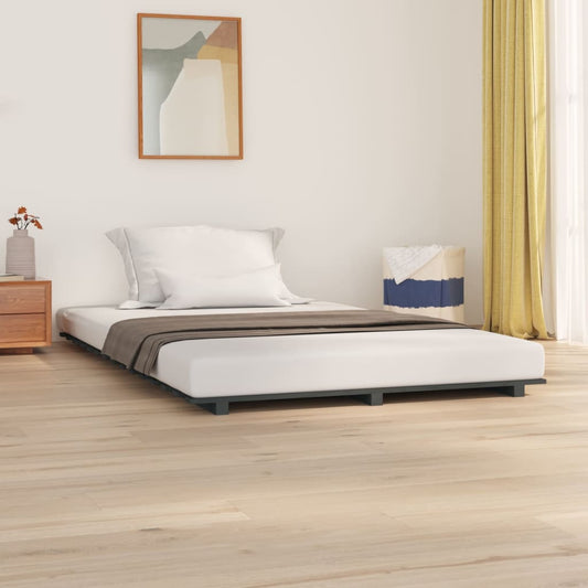 Bed Frame Grey 120x190 cm Small Double Solid Wood Pine