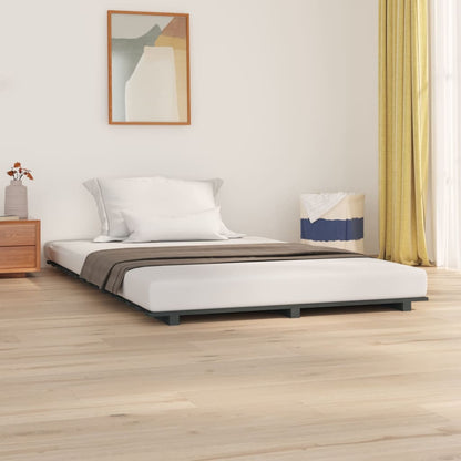 Bed Frame Grey 140x190 cm Solid Wood Pine