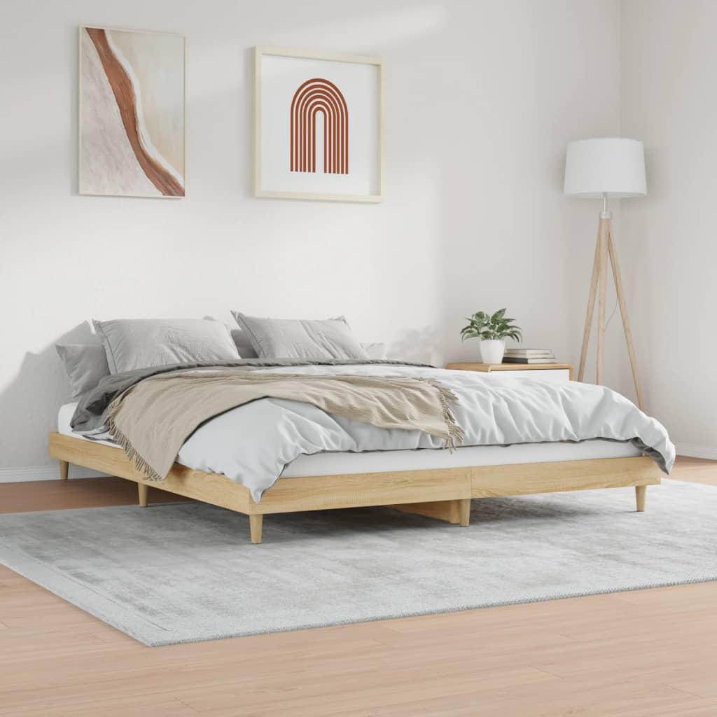 Bed Frame Sonoma Oak 200x200 cm Engineered Wood