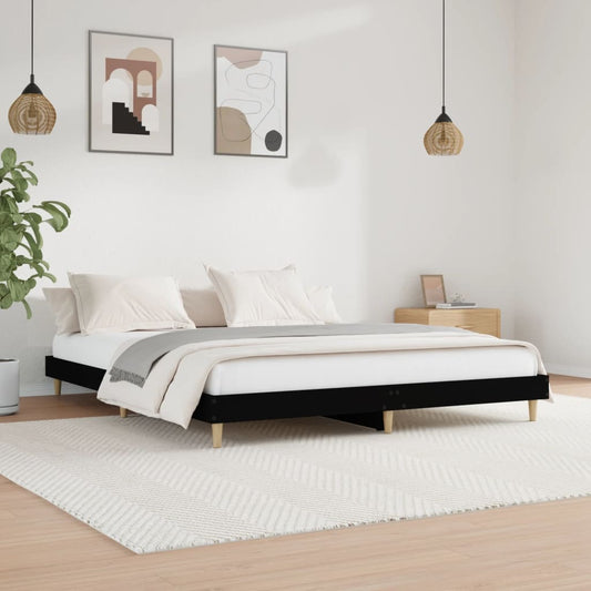 Bed Frame Black 180x200 cm Super King Engineered Wood