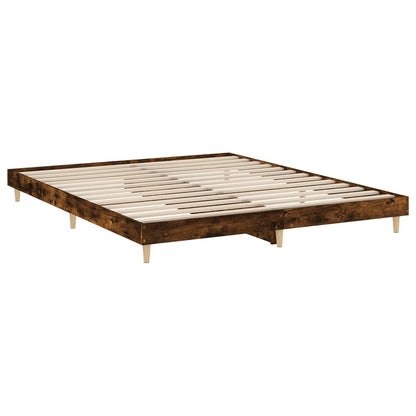 Bed Frame Smoked Oak 180x200 cm Super King Engineered Wood