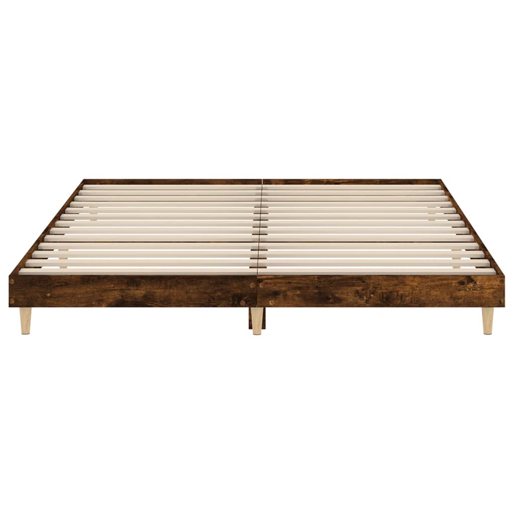 Bed Frame Smoked Oak 180x200 cm Super King Engineered Wood