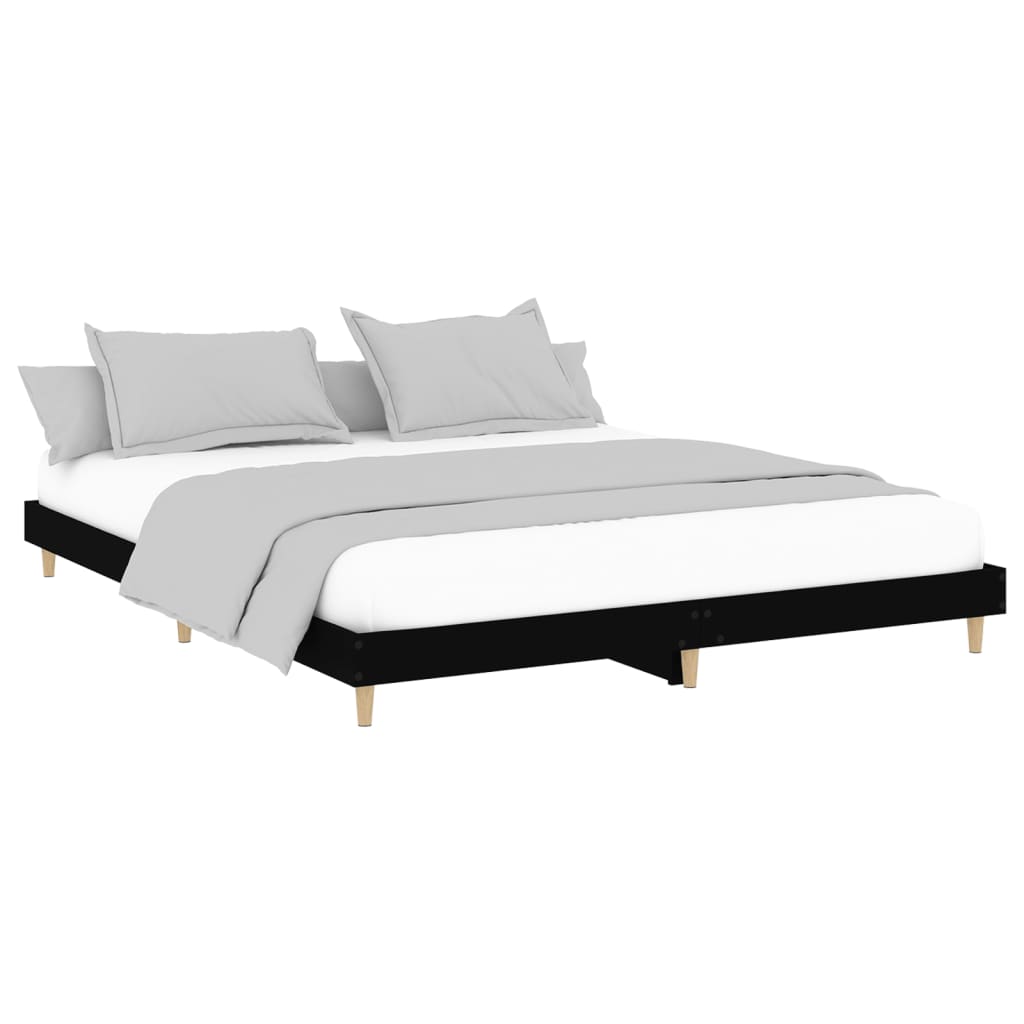 Bed Frame Black 160x200 cm Engineered Wood