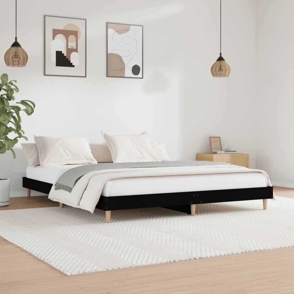 Bed Frame Black 160x200 cm Engineered Wood