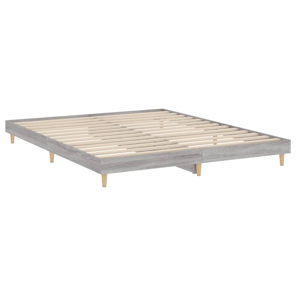 Bed Frame Grey Sonoma 160x200 cm Engineered Wood