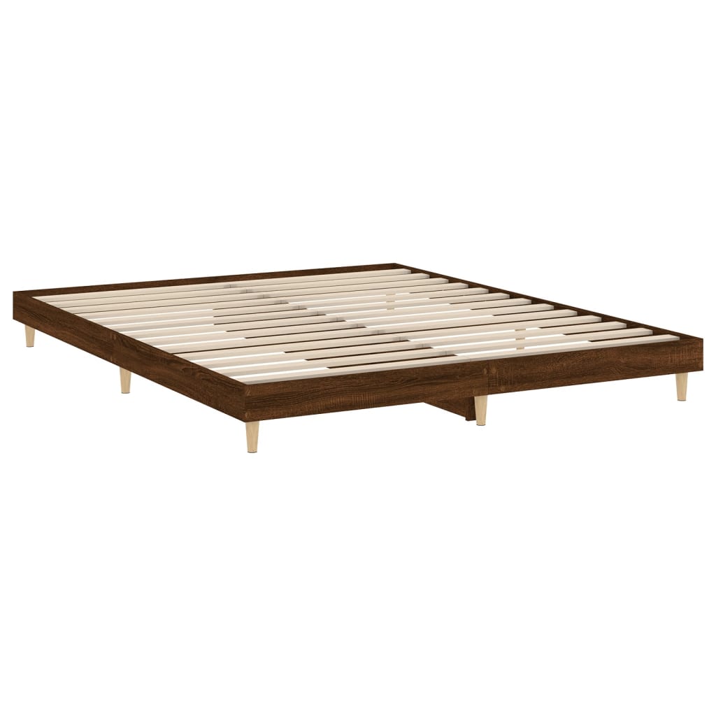 Bed Frame Brown Oak 160x200 cm Engineered Wood