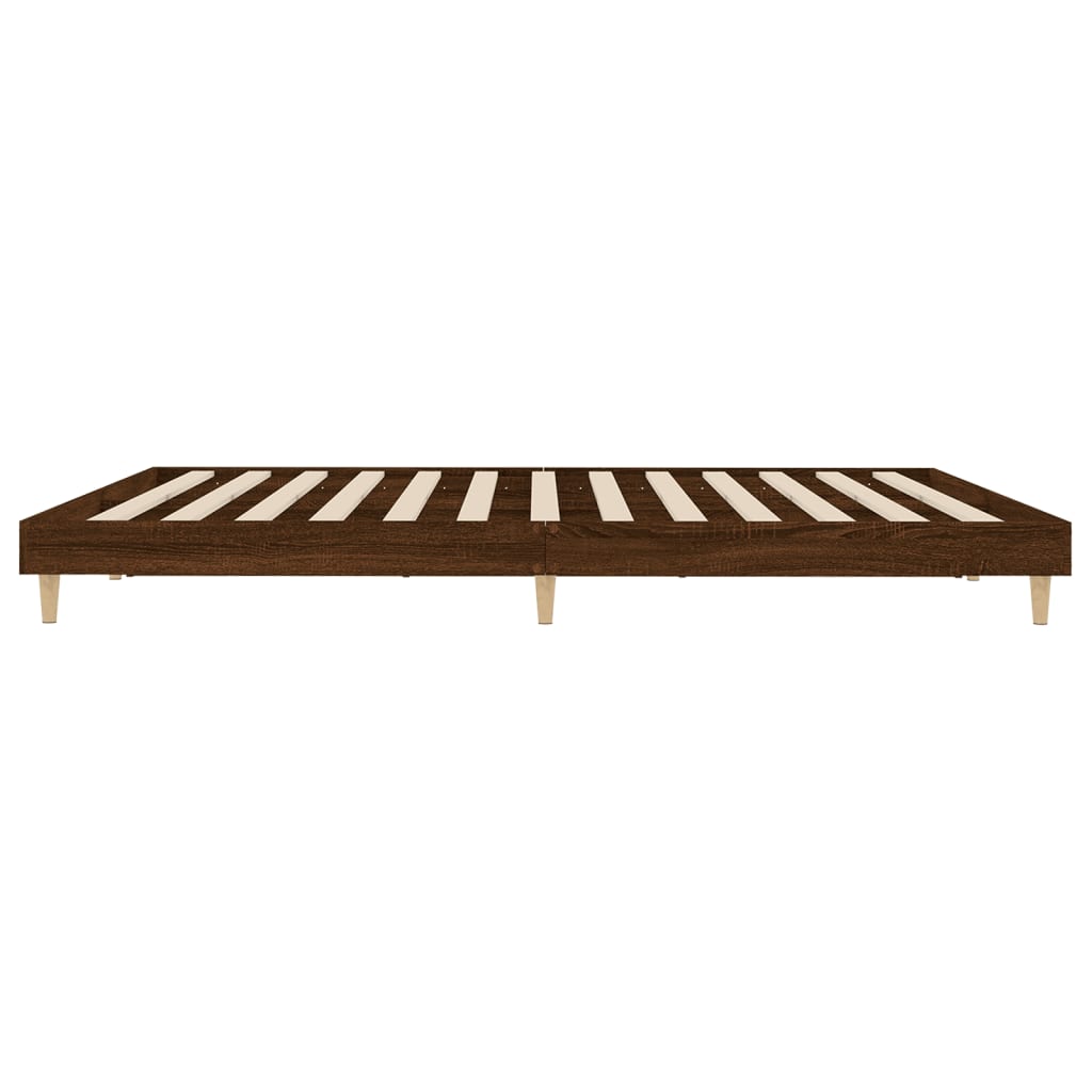 Bed Frame Brown Oak 160x200 cm Engineered Wood