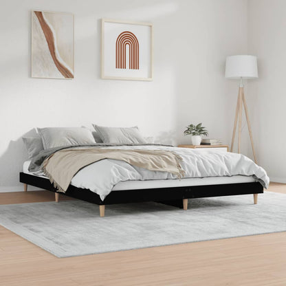 Bed Frame Black 150x200 cm King Size Engineered Wood