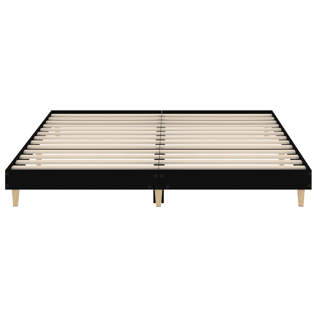 Bed Frame Black 150x200 cm King Size Engineered Wood