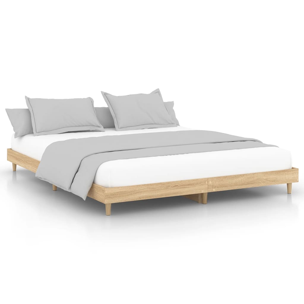 Bed Frame Sonoma Oak 150x200 cm King Size Engineered Wood