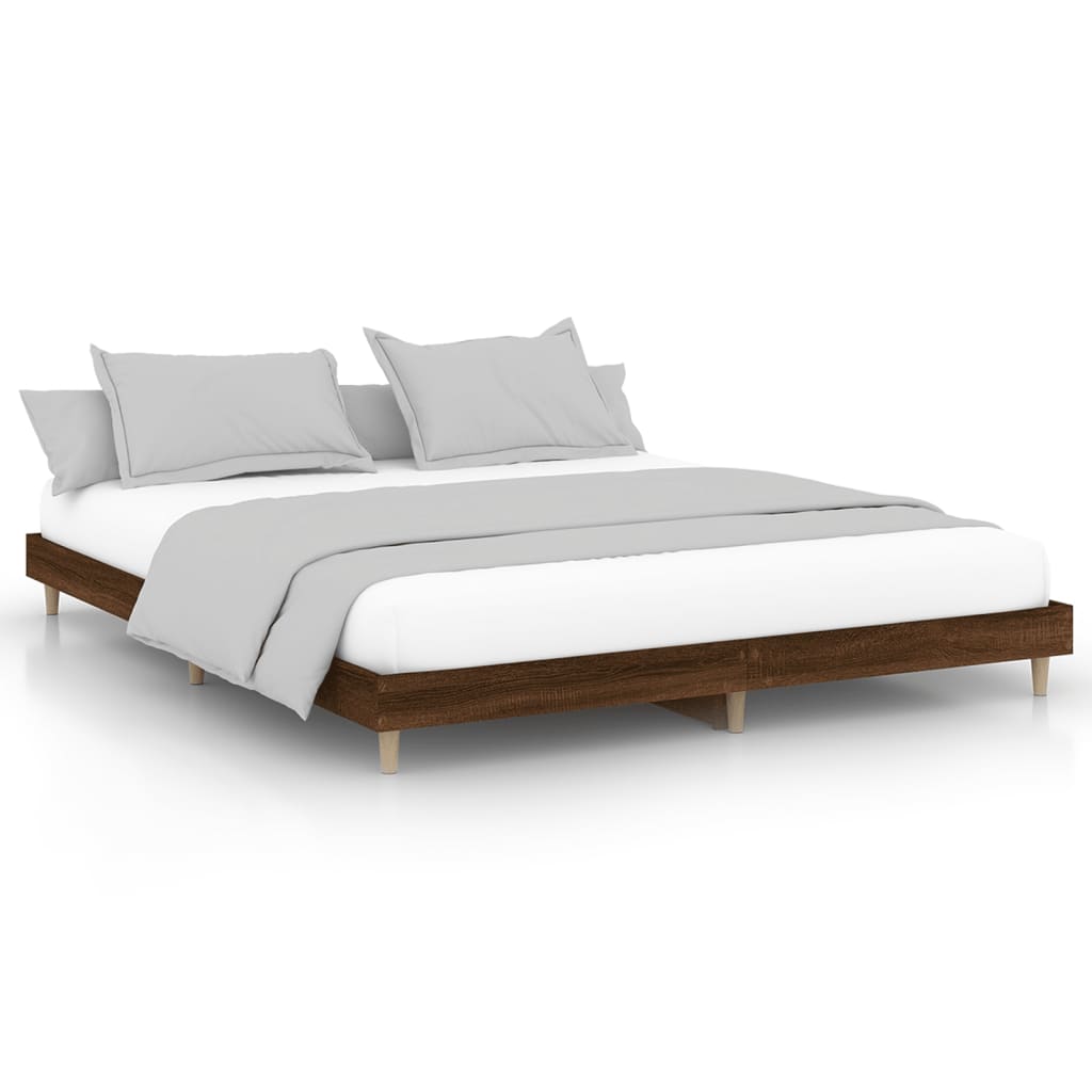 Bed Frame Brown Oak 150x200 cm King Size Engineered Wood