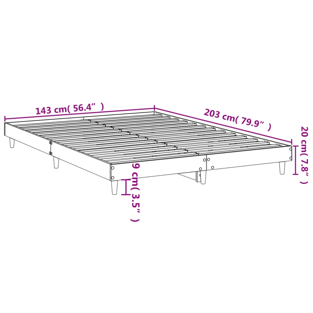 Bed Frame White 140x200 cm Engineered Wood