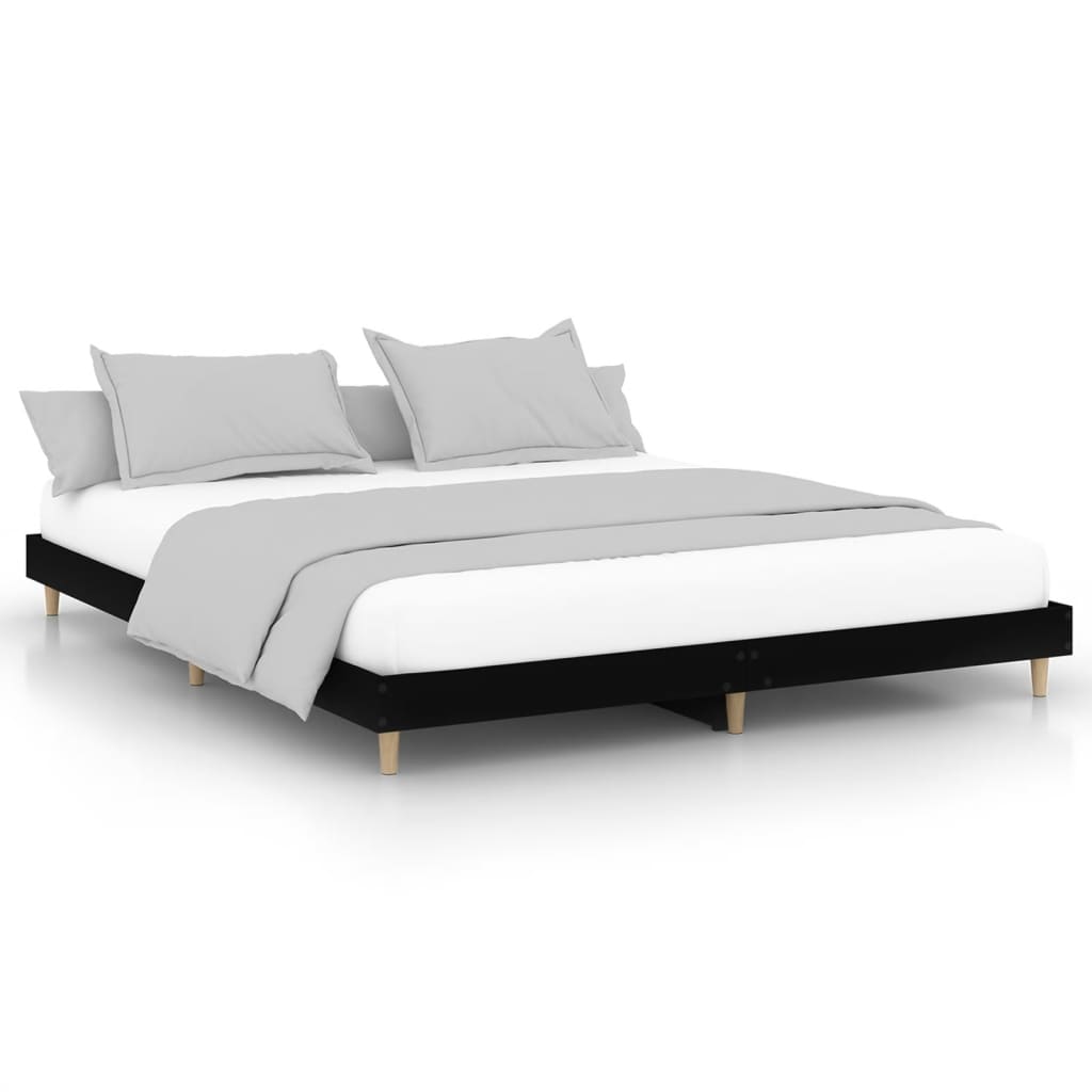 Bed Frame Black 140x200 cm Engineered Wood