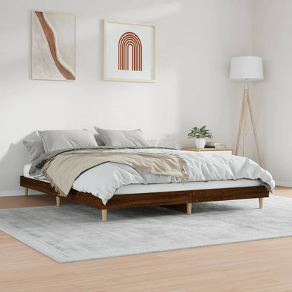 Bed Frame Brown Oak 140x200 cm Engineered Wood
