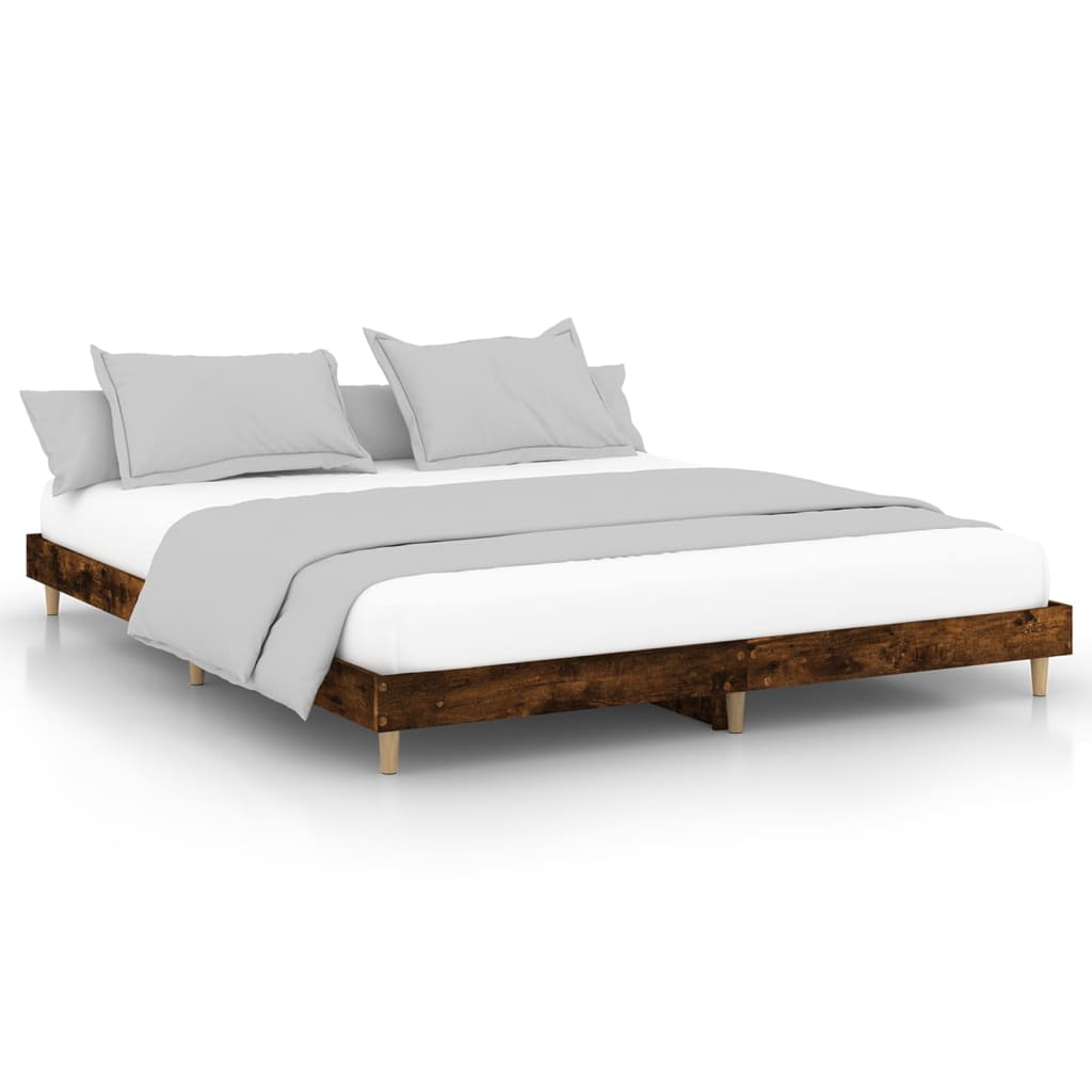 Bed Frame Smoked Oak 120x200 cm Engineered Wood