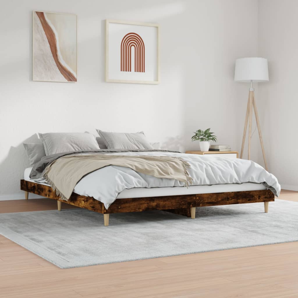 Bed Frame Smoked Oak 120x200 cm Engineered Wood