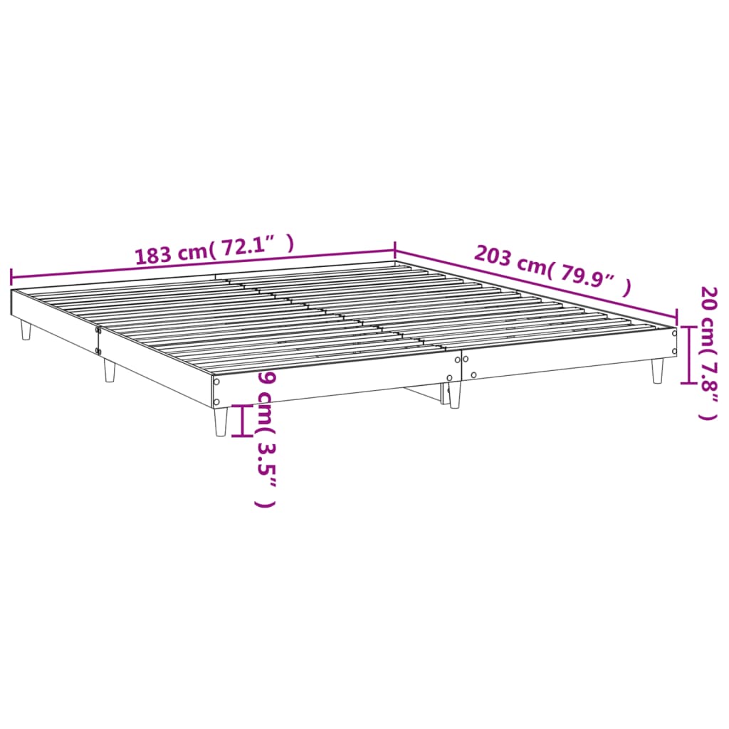 Bed Frame Smoked Oak 120x200 cm Engineered Wood