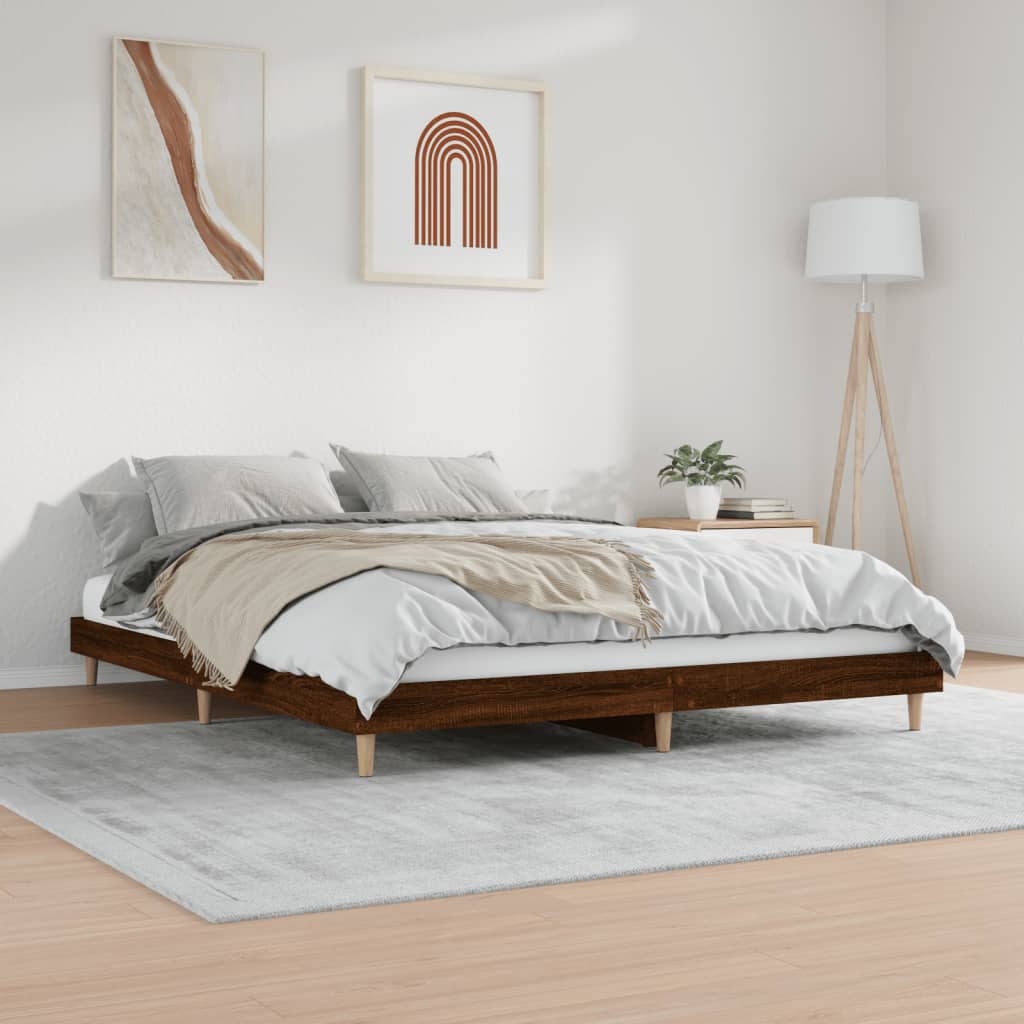 Bed Frame Brown Oak 120x200 cm Engineered Wood