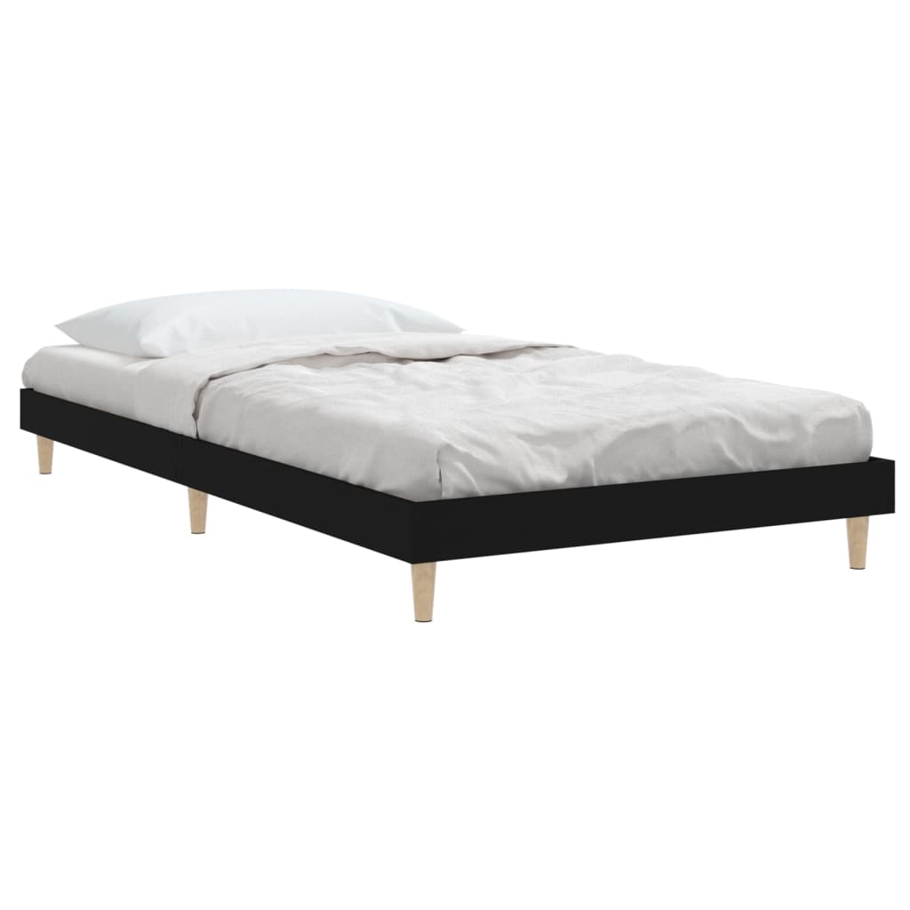 Bed Frame Black 100x200 cm Engineered Wood