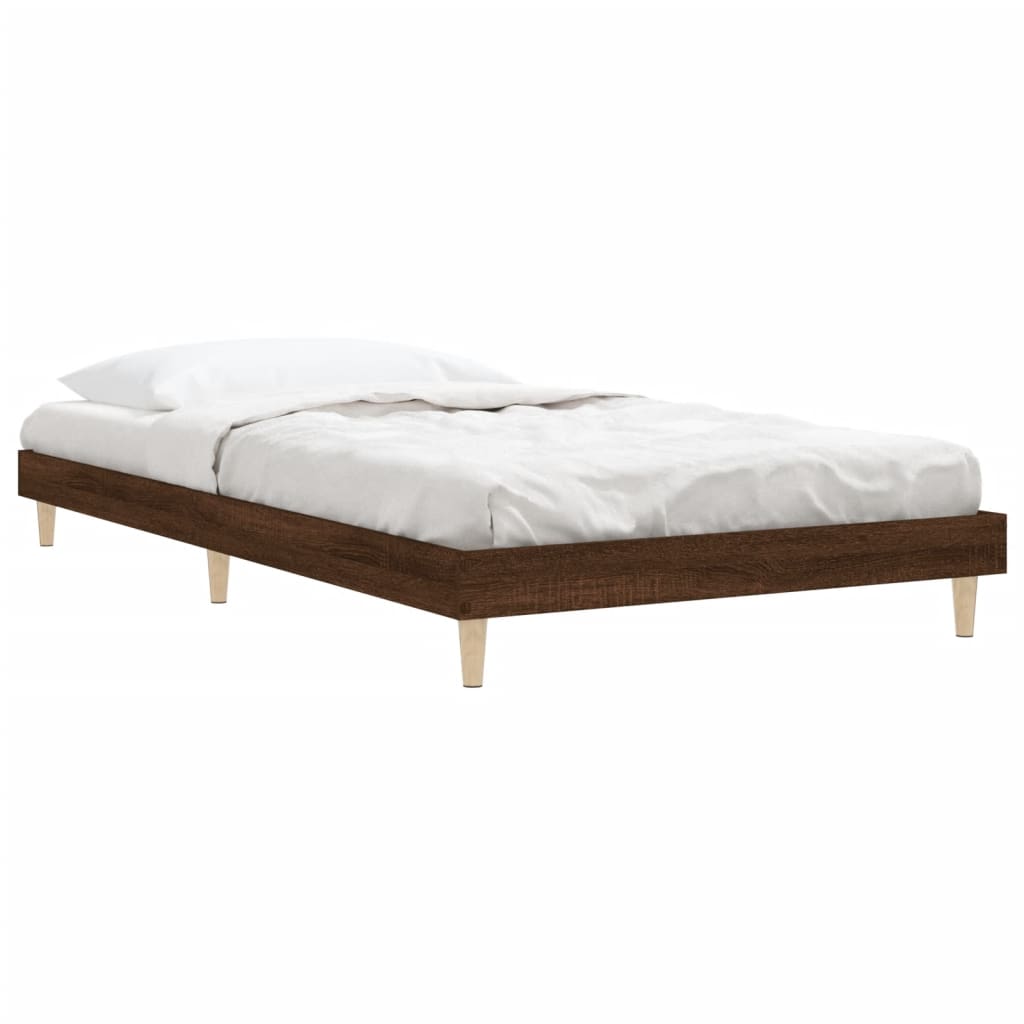 Bed Frame Brown Oak 100x200 cm Engineered Wood