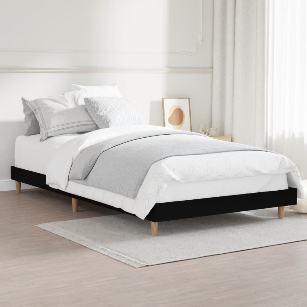 Bed Frame Black 90x200 cm Engineered Wood