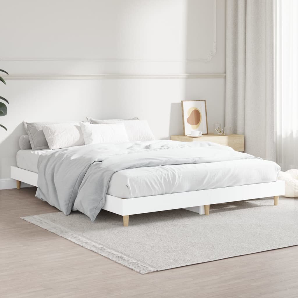 Bed Frame White 140x190 cm Engineered Wood
