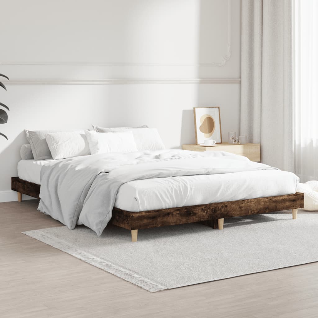 Bed Frame Smoked Oak 140x190 cm Engineered Wood