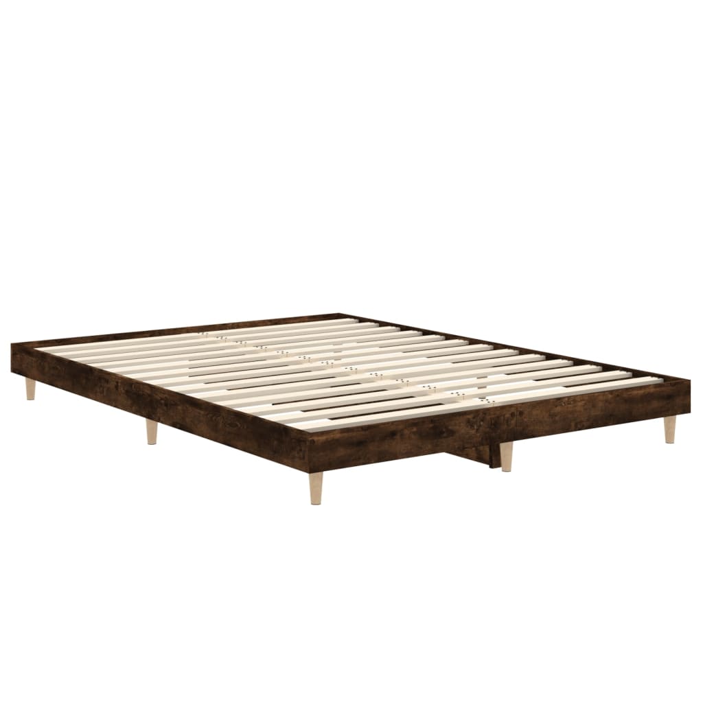 Bed Frame Smoked Oak 140x190 cm Engineered Wood