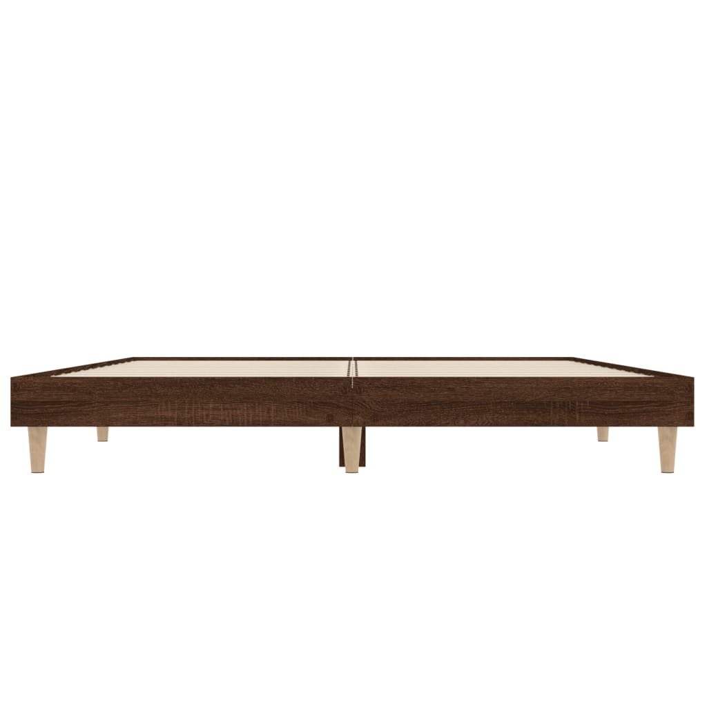 Bed Frame Brown Oak 140x190 cm Engineered Wood