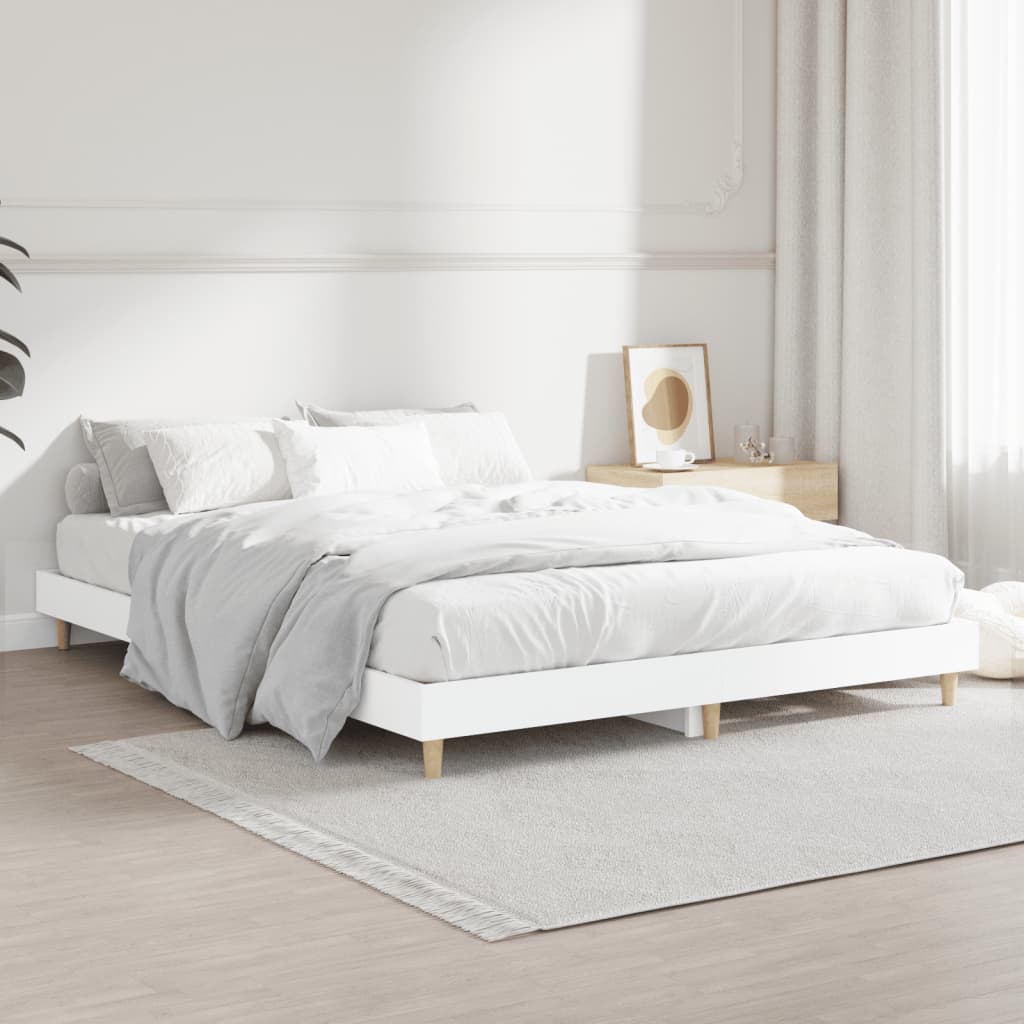 Bed Frame White 135x190 cm Double Engineered Wood