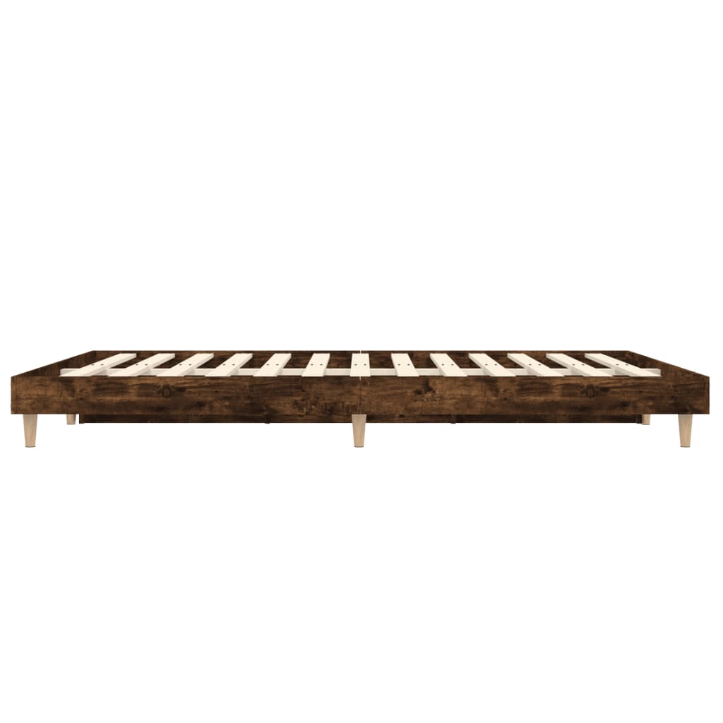 Bed Frame Smoked Oak 135x190 cm Double Engineered Wood