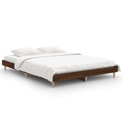 Bed Frame Brown Oak 135x190 cm Double Engineered Wood