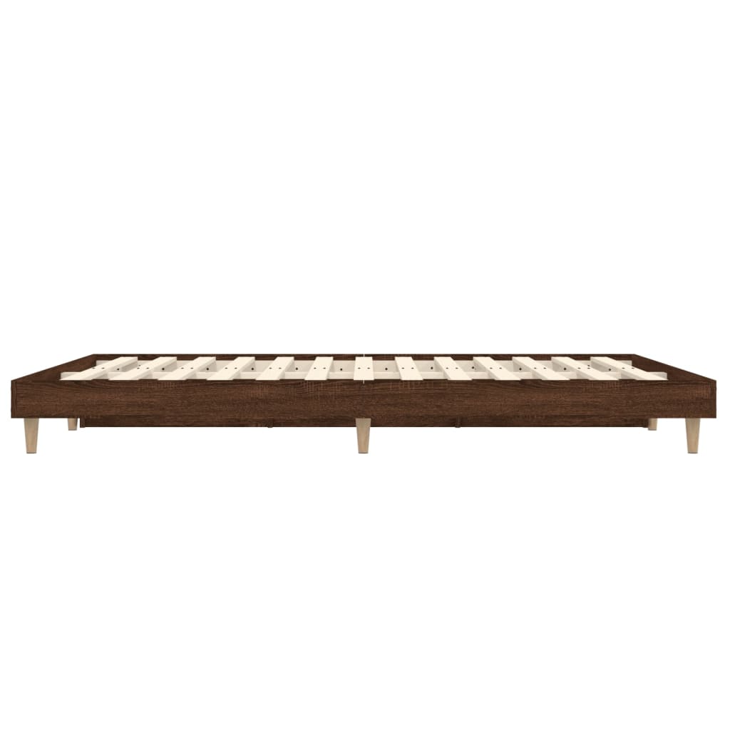 Bed Frame Brown Oak 135x190 cm Double Engineered Wood