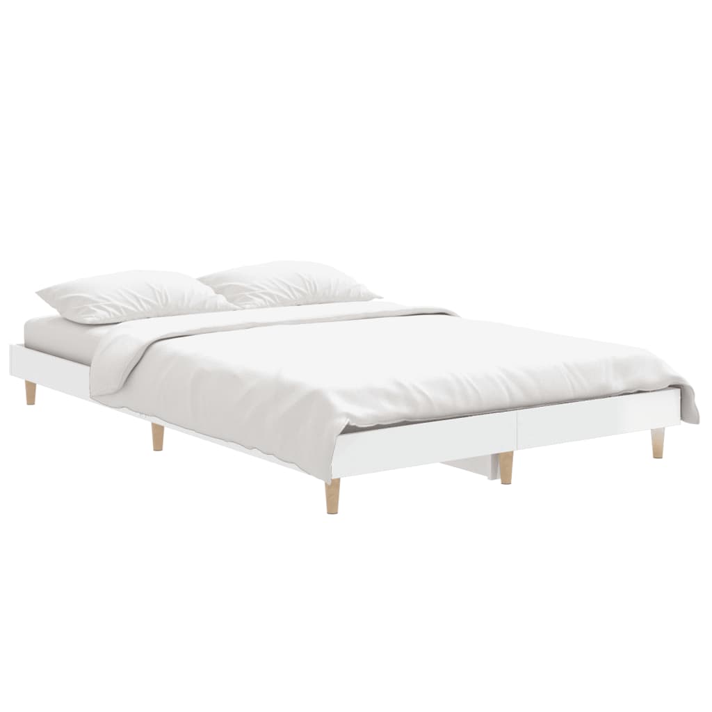 Bed Frame High Gloss White 120x190 cm Small Double Engineered Wood