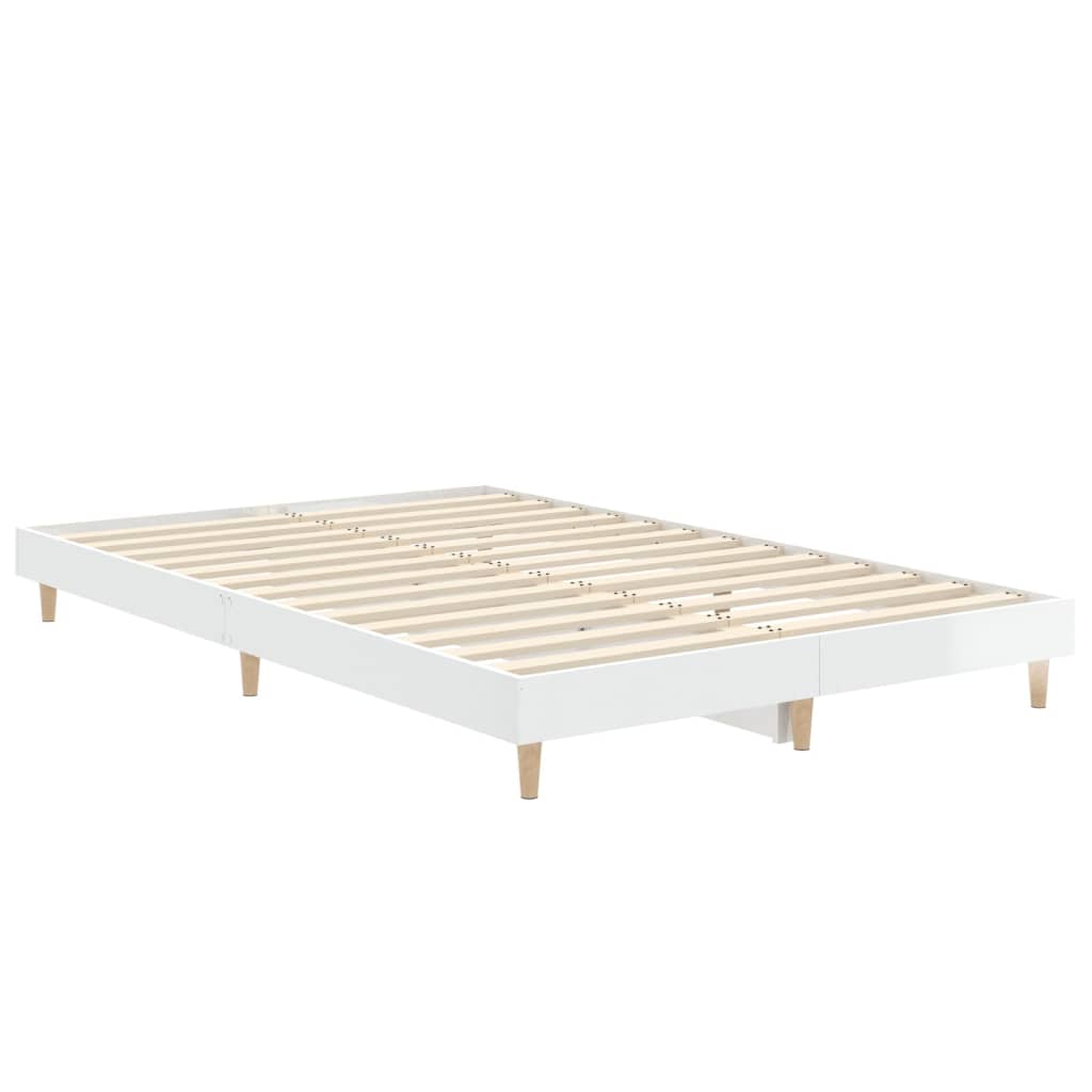 Bed Frame High Gloss White 120x190 cm Small Double Engineered Wood