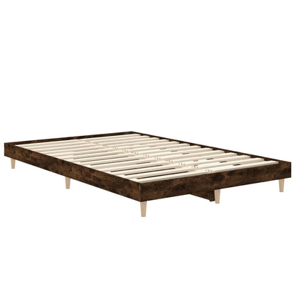 Bed Frame Smoked Oak 120x190 cm Small Double Engineered Wood