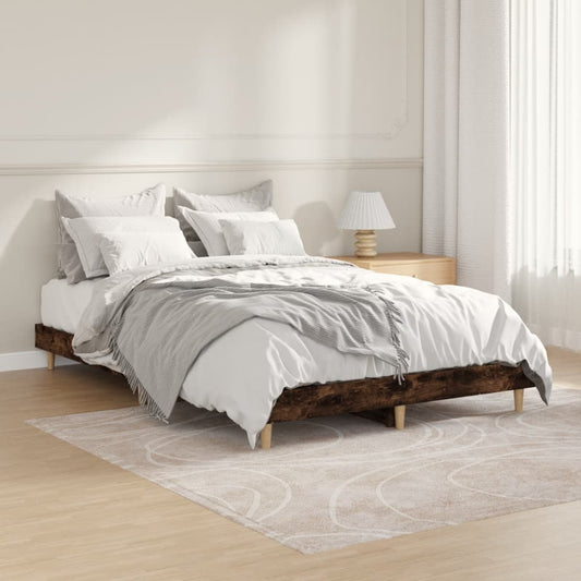 Bed Frame Smoked Oak 120x190 cm Small Double Engineered Wood