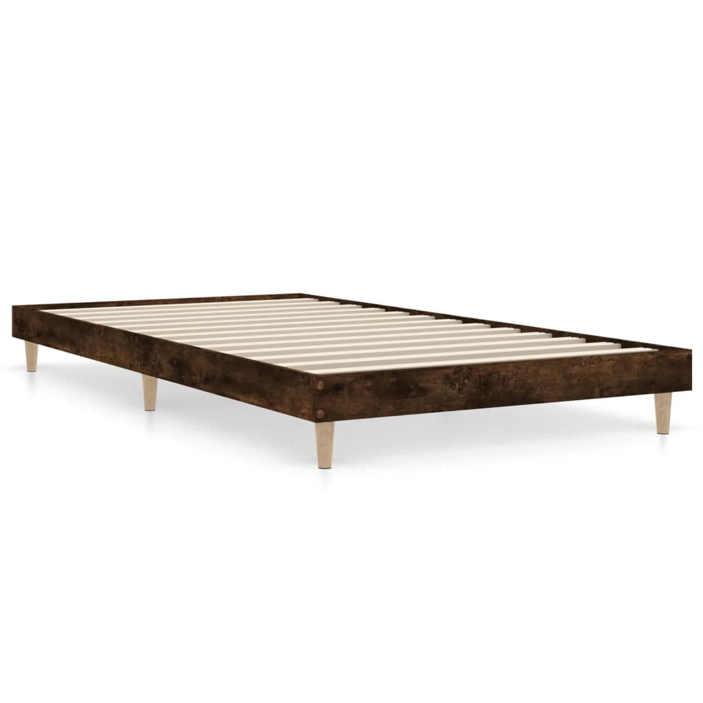 Bed Frame Smoked Oak 90x190 cm Single Engineered Wood