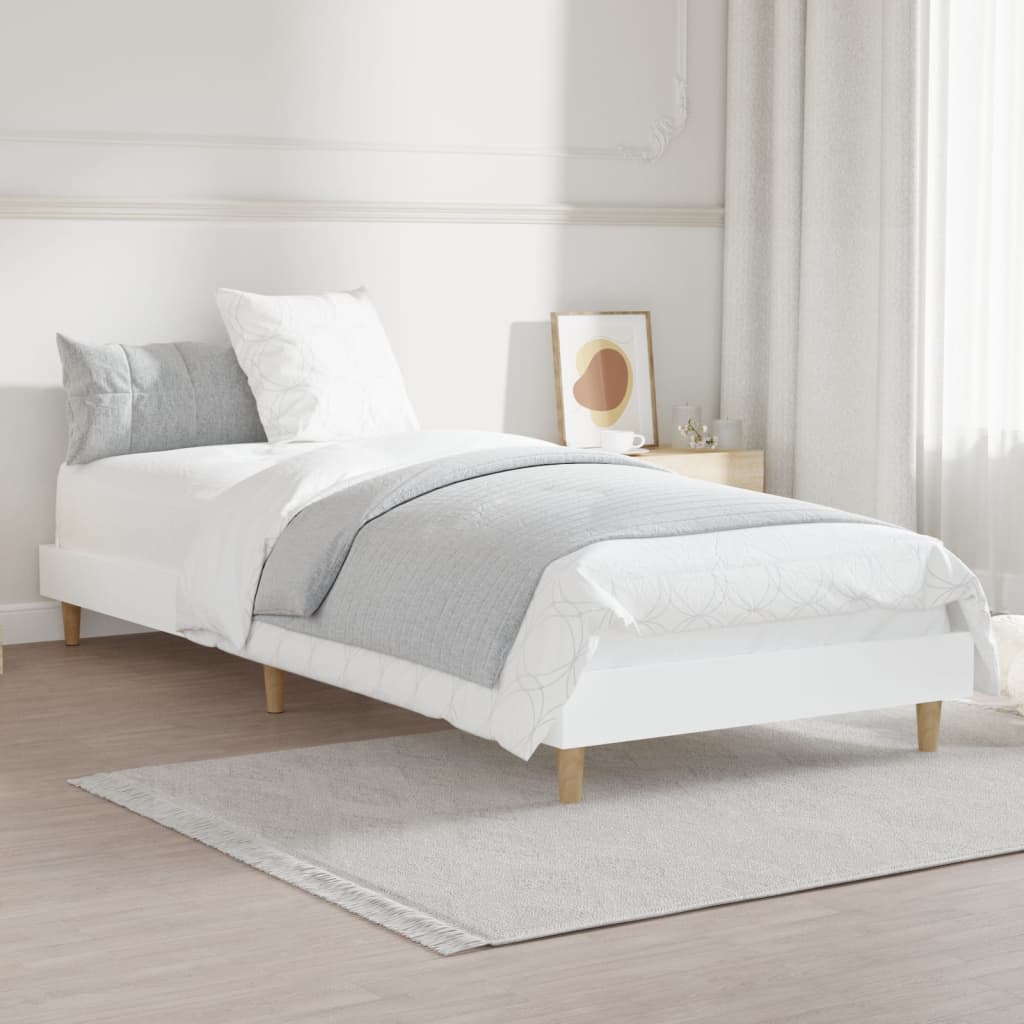 Bed Frame White 75x190 cm Small Single Engineered Wood