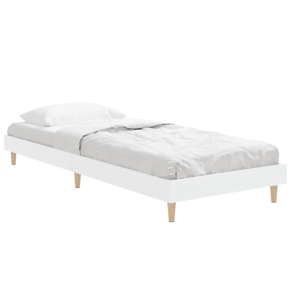 Bed Frame White 75x190 cm Small Single Engineered Wood