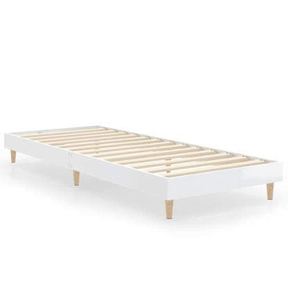 Bed Frame High Gloss White 75x190 cm Small Single Engineered Wood