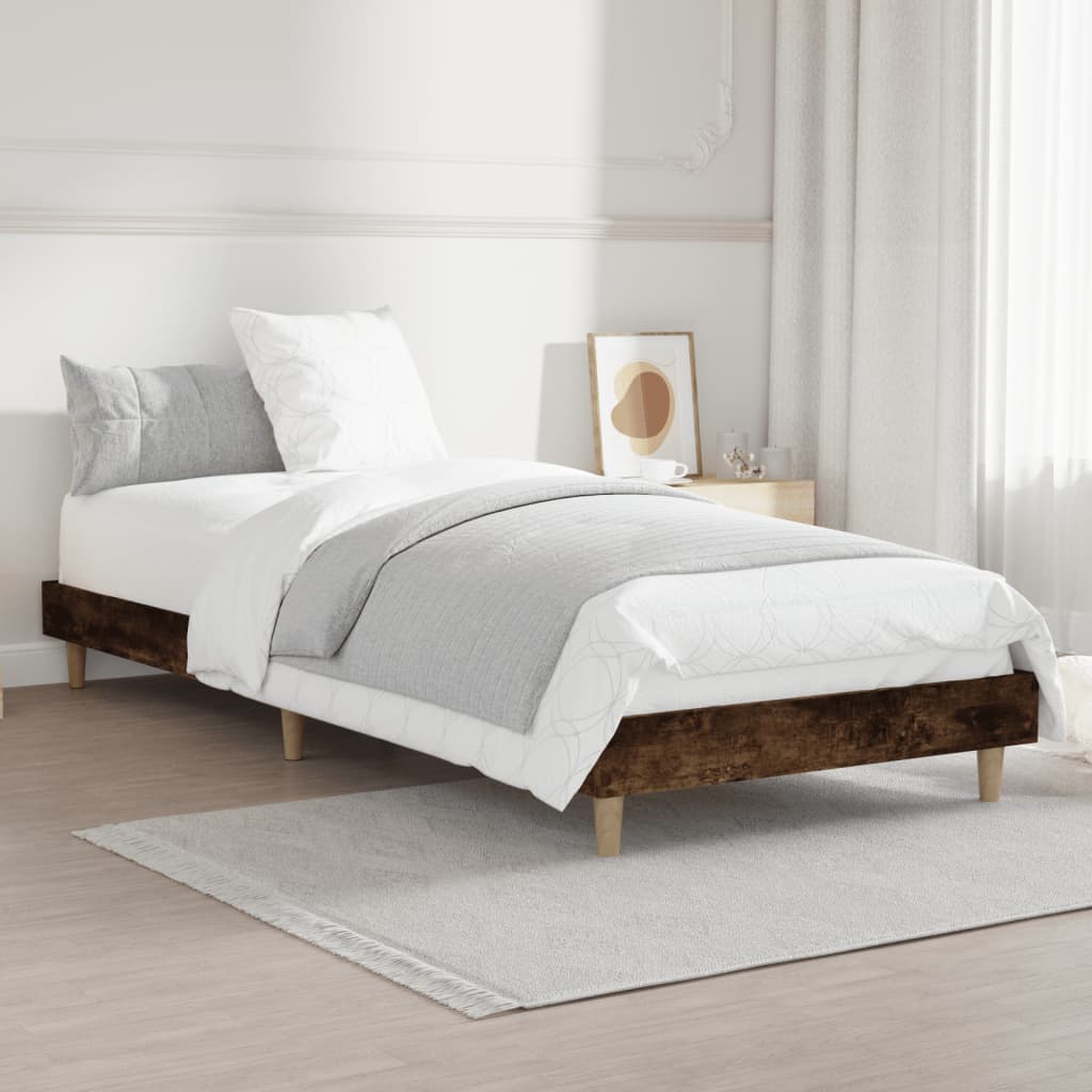 Bed Frame Smoked Oak 75x190 cm Small Single Engineered Wood